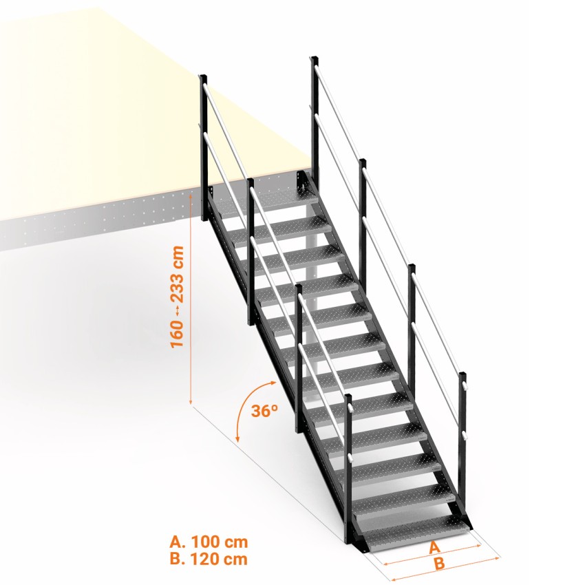 Treppe für Publikumsverkehr 36º
