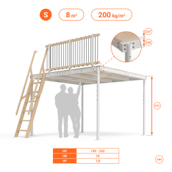 Mezzanine TS 8 blanc avec...